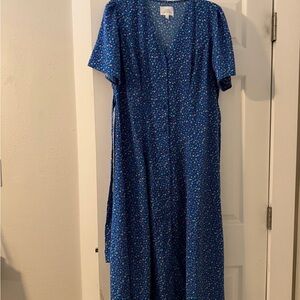 Floral Blue Midi Dress